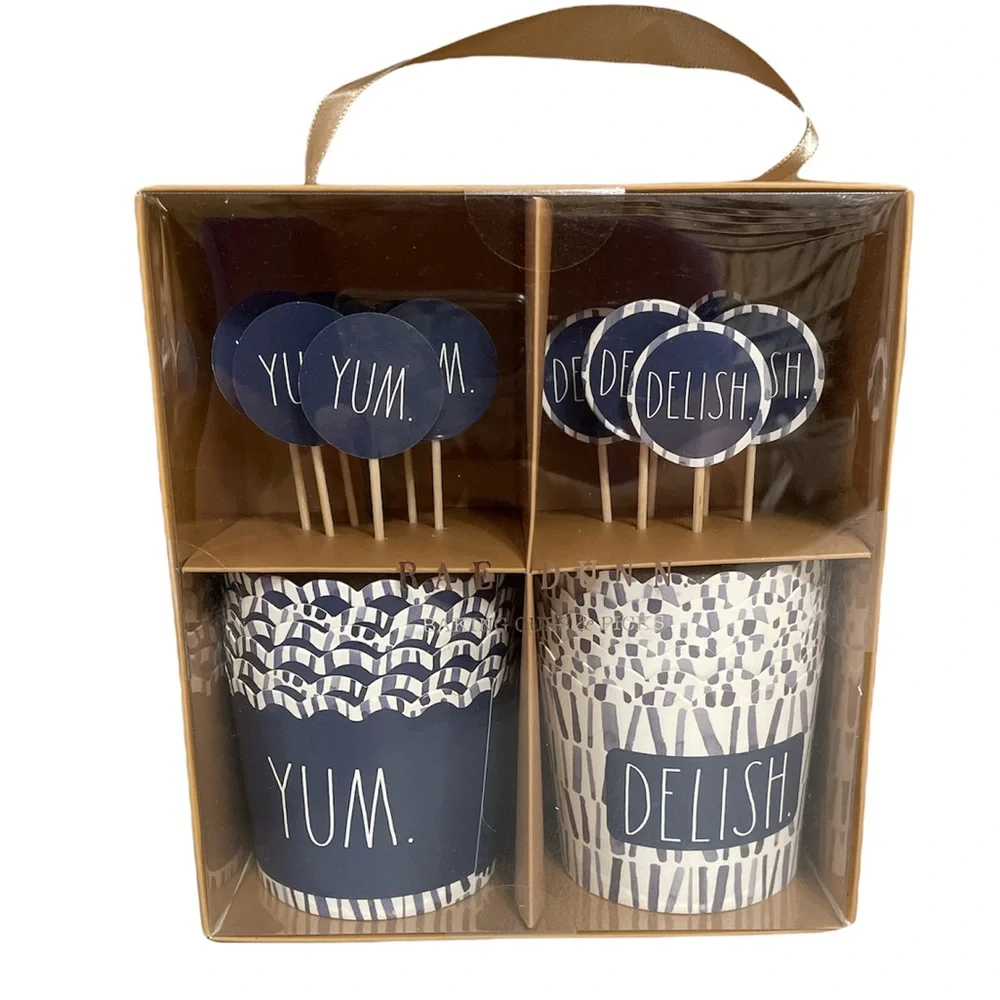 NEW Rae Dunn YUM & DELISH Baking Cups & Picks Set